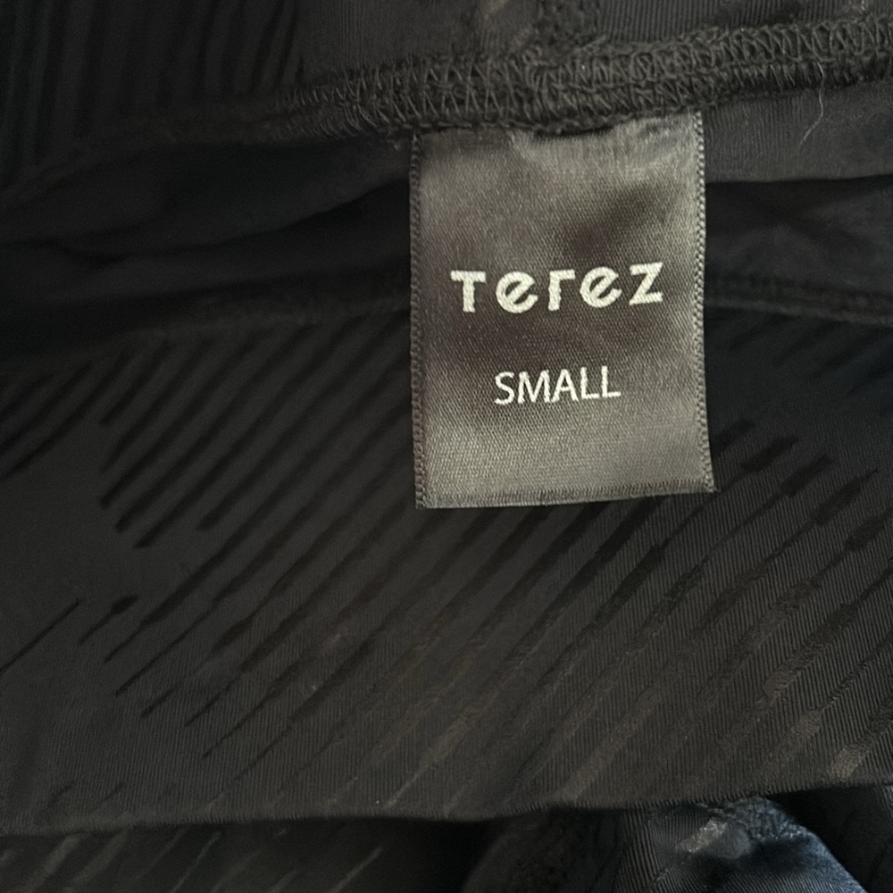 Terez Women’s Workout Legging Camo Foil Stripe Size Small Black Mid-Rise - Picture 7 of 10